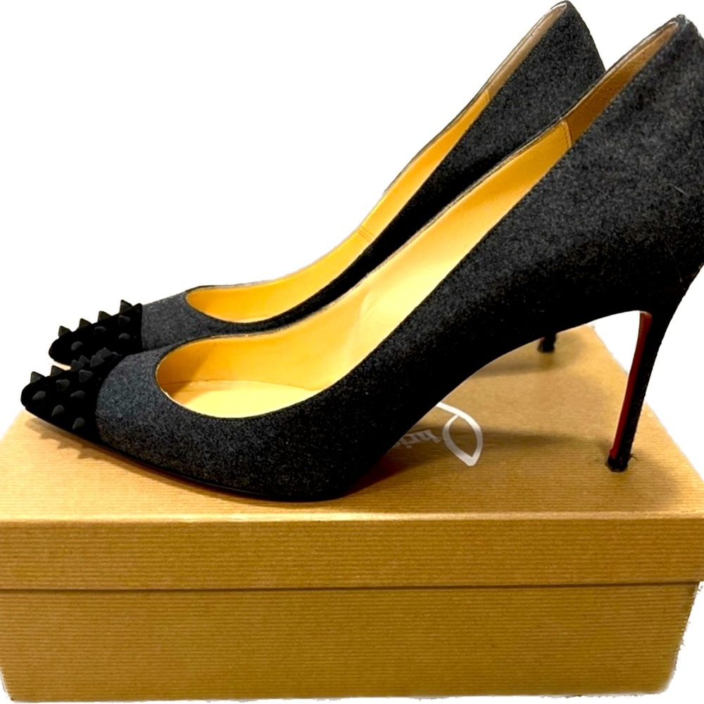 COPY - Christian Louboutin Geo grey/ black 85mm pumps